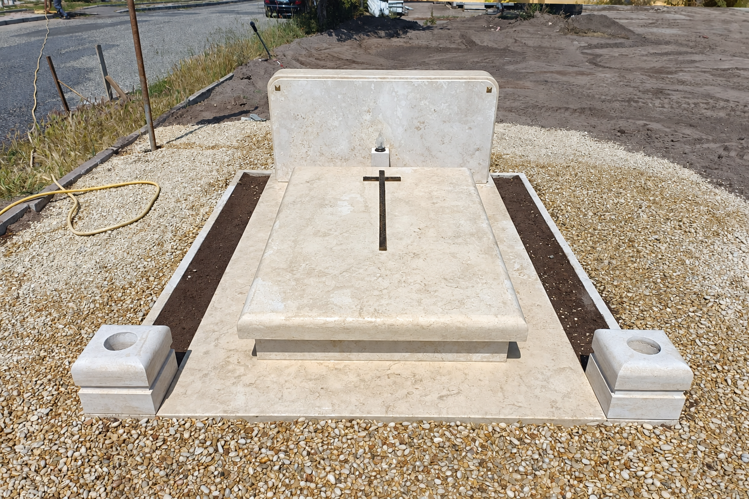 Tomba Italiana con Alzata in Travertino – Cimitero Laurentino Roma